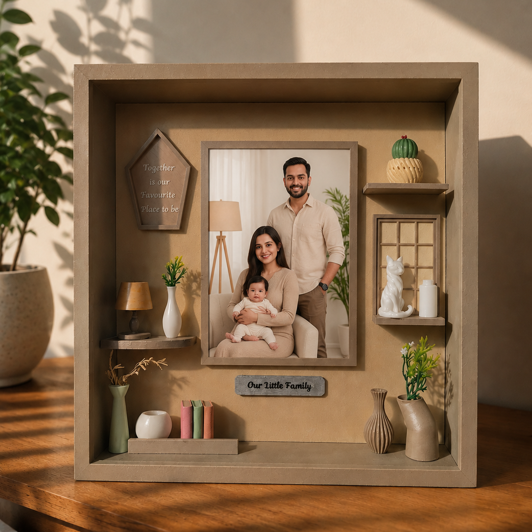 Personalised 3D Printed Family Shadow Box