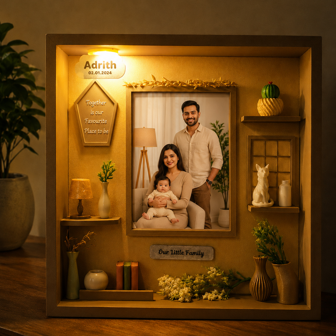 Personalised 3D Printed Family Shadow Box
