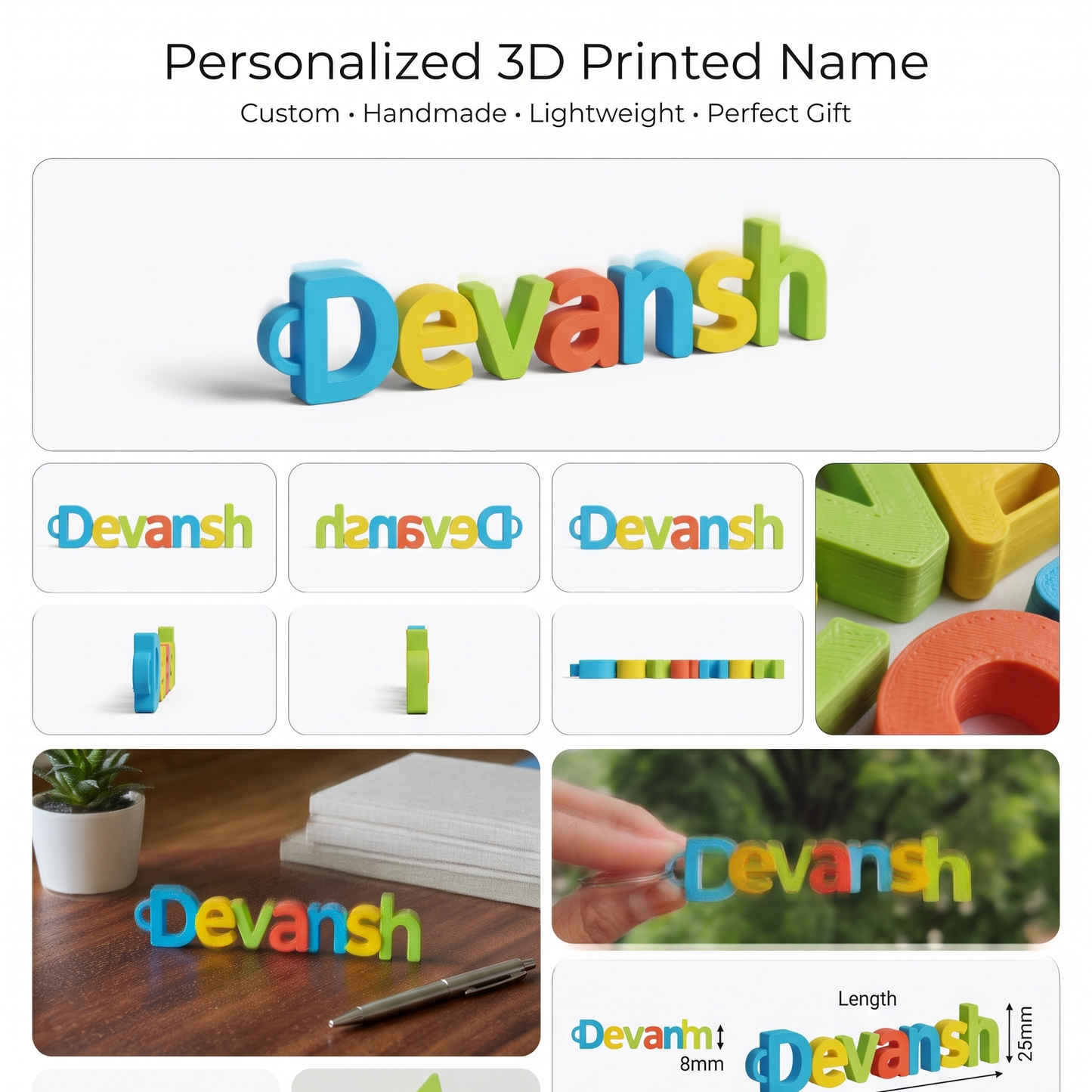 Personalised 3D Printed Name Keychain