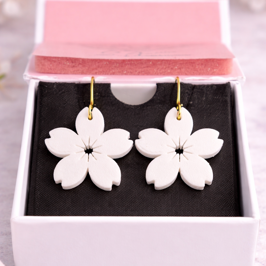 White Blossom Drop Earrings