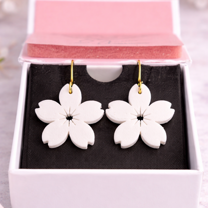 White Blossom Drop Earrings