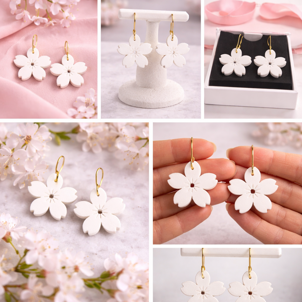 White Blossom Drop Earrings
