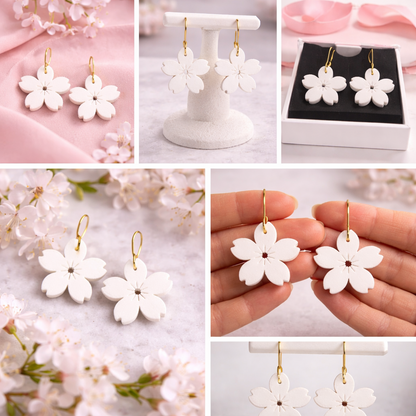 White Blossom Drop Earrings
