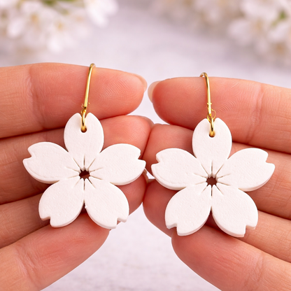 White Blossom Drop Earrings