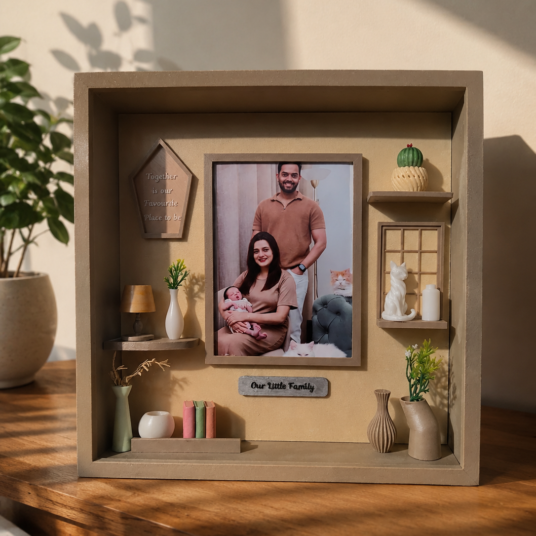 Personalised 3D Printed Family Shadow Box
