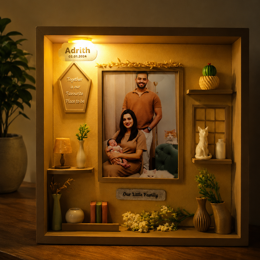 Personalised 3D Printed Family Shadow Box