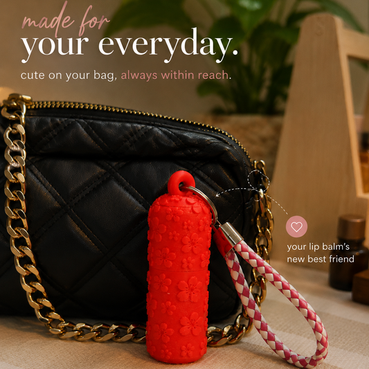 Floral Lip Balm Holder Keychain