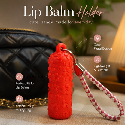 Floral Lip Balm Holder Keychain