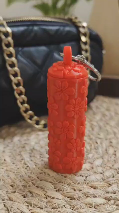 Floral Lip Balm Holder Keychain